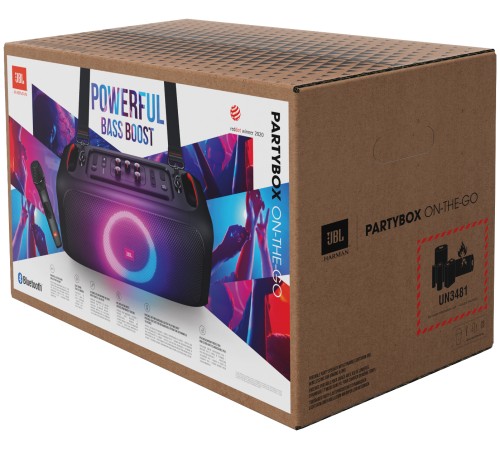 Портативная акустика JBL PartyBox On-The-Go, 100 Вт, (2 микрофона), черный Портативная акустика JBL PartyBox On-The-Go, 100 Вт, (2 микрофона), черный