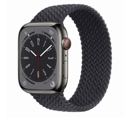 Умные часы Apple Watch Series 8 45 мм Black Steel Case, midnight braided solo loop size 5