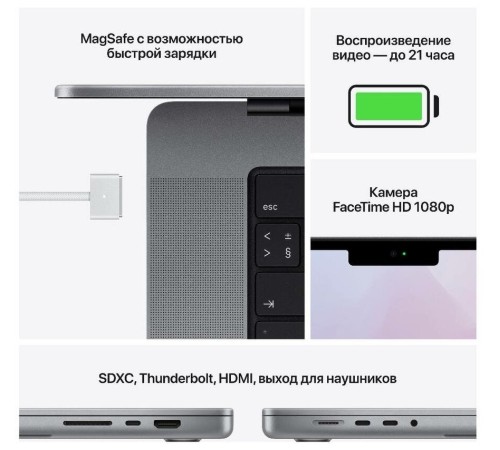 Apple Macbook Pro 16 2021 Z14V00092 (M1 Max 10-Core, GPU 32-Core, 32GB, 8TB) серый космос